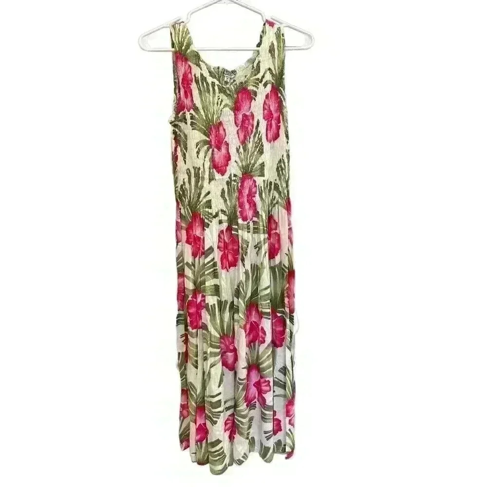 - Coconut Moon Floral Maxi Dress, A Hilo Hattie Brand, One Size Pre-Owned - Picture 1 of 5